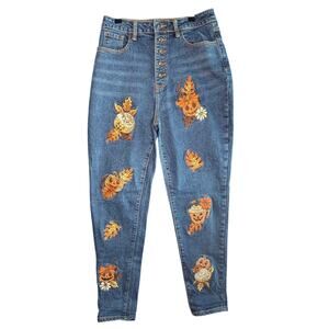 Hot Topic Jack-O-Lantern Treats Embroidered High Rise Mom Jeans Womens Sz 9 PSL